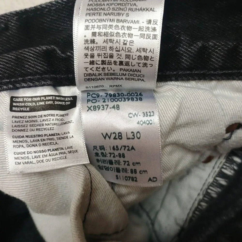 Levis 501 Premium 93 Jeans Mens 28x30 Black Straight Classic Button Fly School